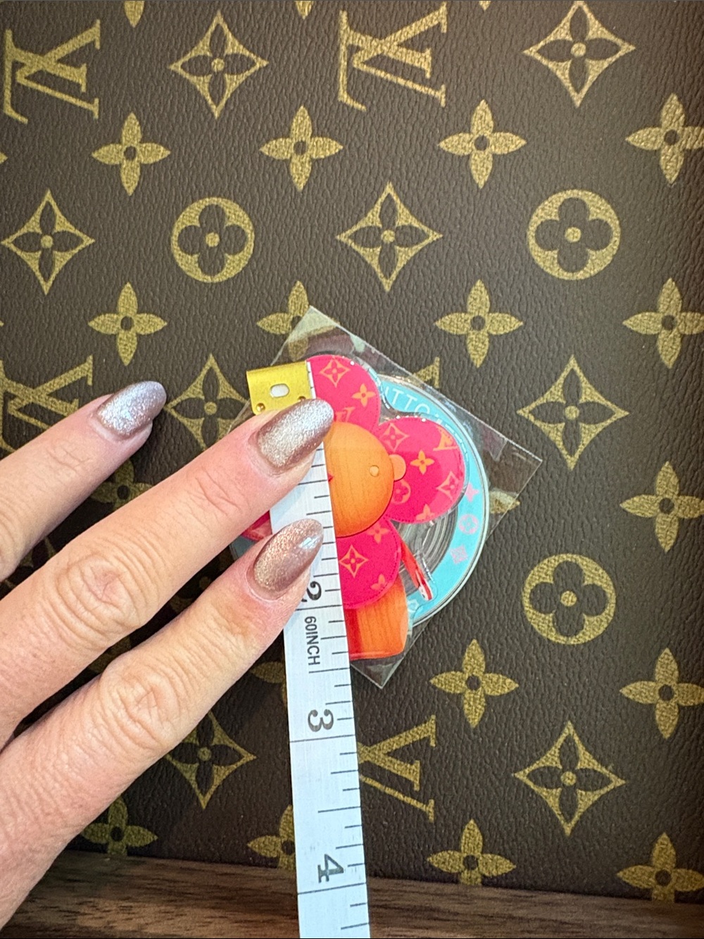 Designer Inspired Pink & Orange Monogram Flower Phone Grip - Picture 5 of 5